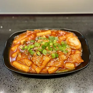 Our Spicy Stir-Fried Rice Cake (Tteokbokki - ). Ours is a bit spicier than others!