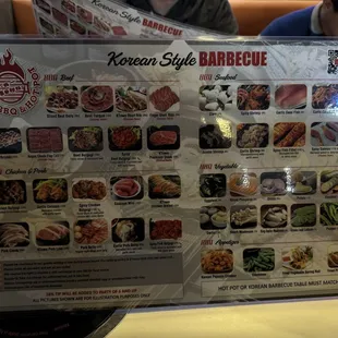 Menu for BBQ