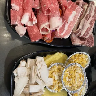 a variety of meats and vegetables