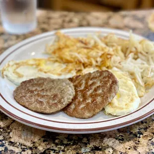 2 Eggs, 2 Sausage Patties &amp; Hash Browns