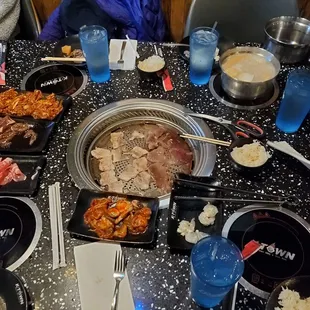 Hawaiian steak, spicy bulgogi, pork belly