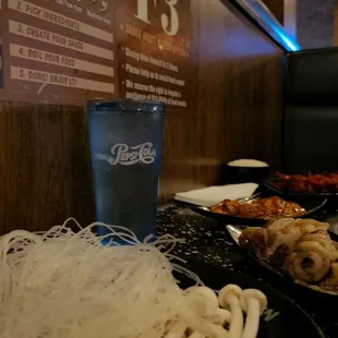 shrimp dumplings, rice noodle, seafood mushrooms