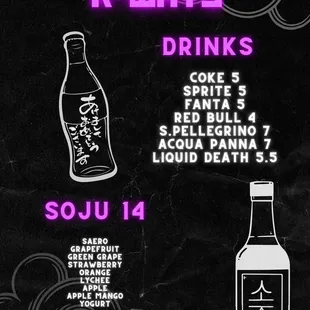 Drink menu