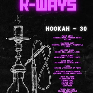 Hookah menu