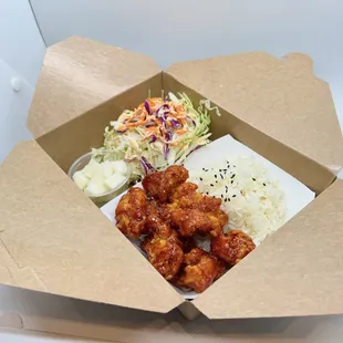 a take out box of food