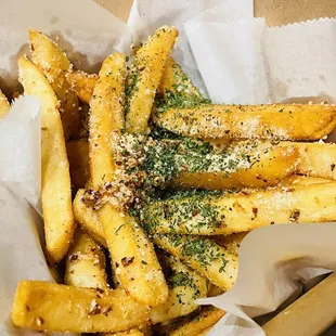 a basket of french fries