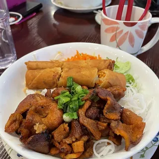 21. Charbroiled Meat and EggRolls with Rice