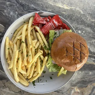 Burger and fries