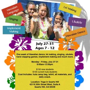 Taking enrollment for hula camp now!