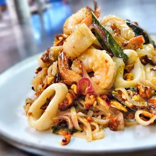 Basil seafood pad Thai