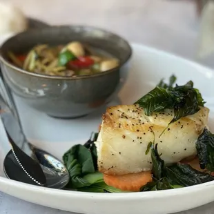 Grilled Sea Bass Ginger Soy Vegetables