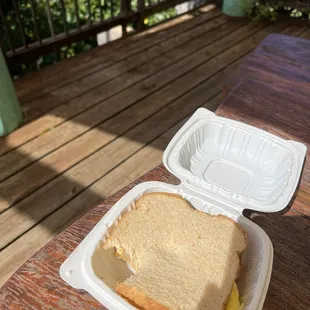 I got the Breakfast sandwich. Quick and basic. It was scrambled eggs and some kind of luncheon meat on wheat.