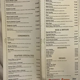 menu