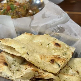 a basket of pita bread