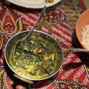 Palak Paneer and Chicken Curry
