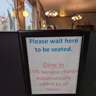 a sign in a restaurant