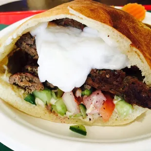 Closer view of the pita pocket
