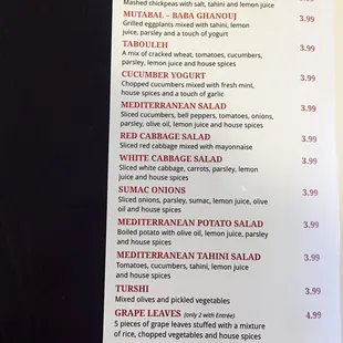 menu
