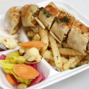 a tray of food