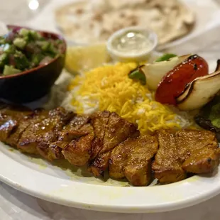 Boneless Lamb Kabob (half rice half persian salad)