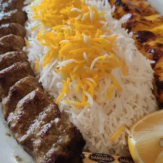 52. Beef Koobideh & Chicken Steak Kabob Combo