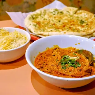 Chicken Handi: boneless chicken chunks cooked in tomato sauce with traditional Pakistani spices and cream with perfection ($19.99).