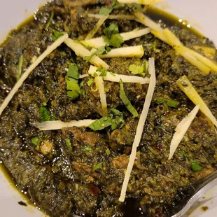 Palak Gosht - spinach with bone-in mutton