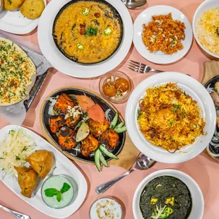 a spread of food on a table