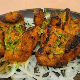 Fish Tikka, $22.99 - 4.5 Stars (green tikka sauce not in photo)