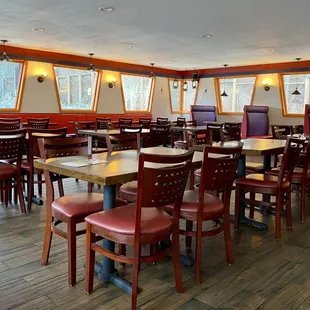Tables in the dining area