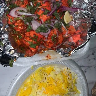 Chicken Tikka and rice.