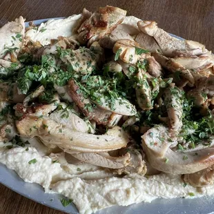 Hummus Chicken Shawarma, served gluten free