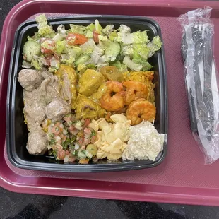 "Make a plate" selection of various items. So good!