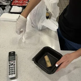 Bagging the free sweet treat given.....