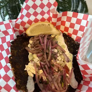 a close up of a food item