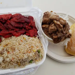 Stopped by Kababayan Bakery to pick up lunch... char siu, chicken adobo, garlic rice and a sweet cheese roll.