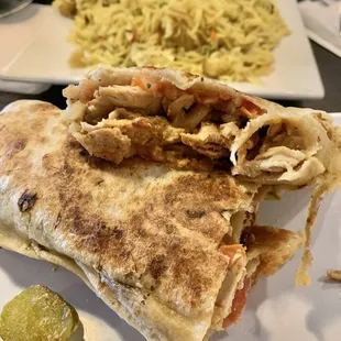 Chicken Shawarma Sandwich with Biryani  (Get the beef kofta ;) )