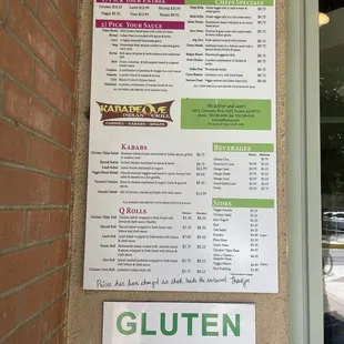 Menu options