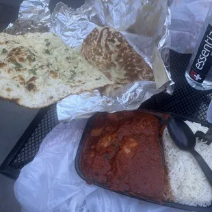 Chicken vindaloo and Garlic Naan