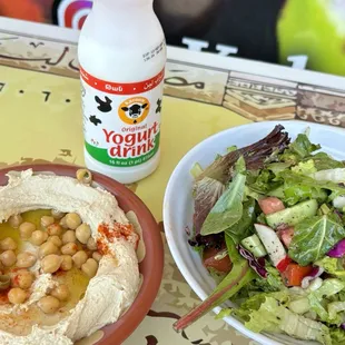 Hummus and salad