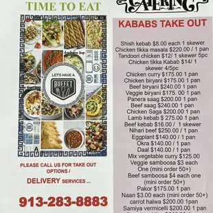Bulk, catering menu