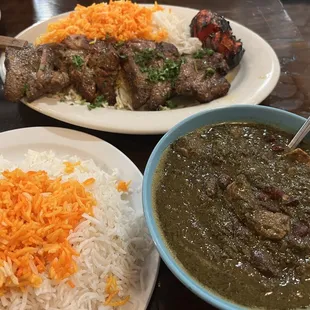 three plates of food