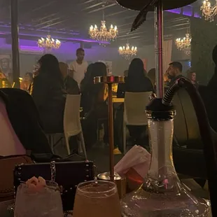 a table with drinks on it