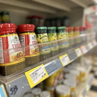 shelves of spices and condiments