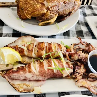Pusit and crispy pata