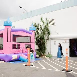 Bouncy house right outside the hall