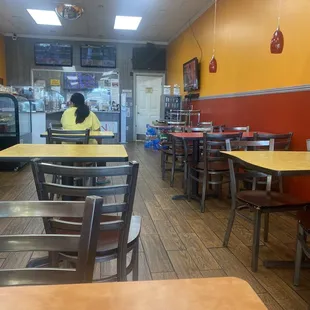 Dining area in front of ordering counter.