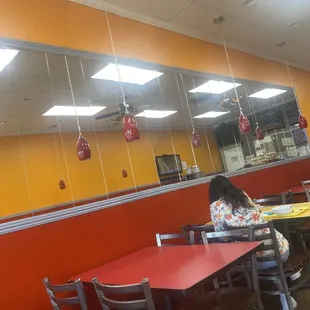 Mirrors on left wall, same as before.