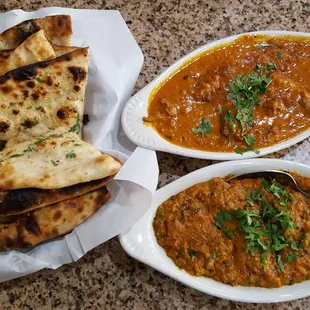 Garlic Naan with Lamb dish &amp; Eggplant dish!!