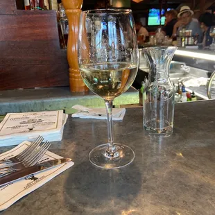 a glass of white wine